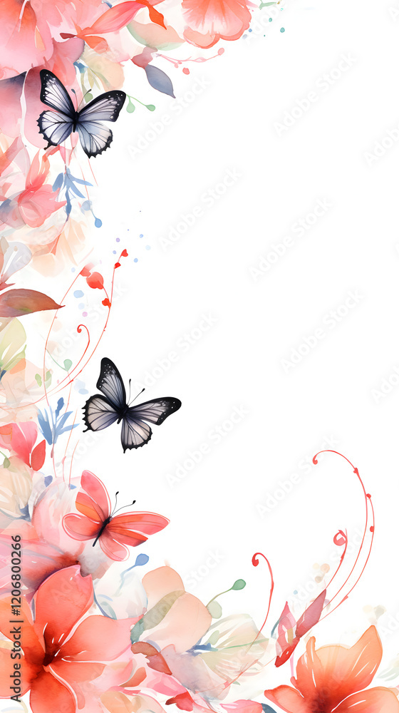 custom made wallpaper toronto digitalDigital vintage watercolor butterflies and flowers abstract graphic poster background