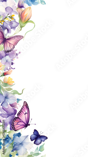 Wallpaper Mural Digital vintage watercolor butterflies and flowers abstract graphic poster background Torontodigital.ca