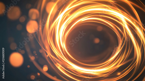 Inexpensive energy streak effect with neon light orb glow. Abstract magic spiral or shine swirl vortex. Fast speed motion graphic design. Laser wind twirl portal or frame. photo