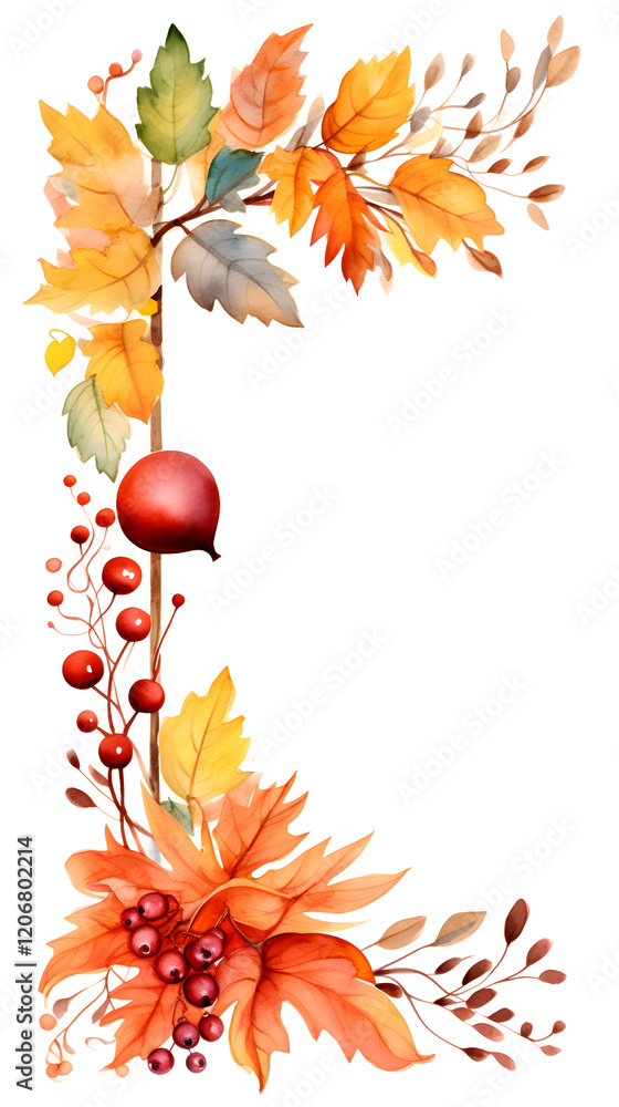custom made wallpaper toronto digitalDigital vintage watercolor autumn leaves and berrie abstract graphic poster background