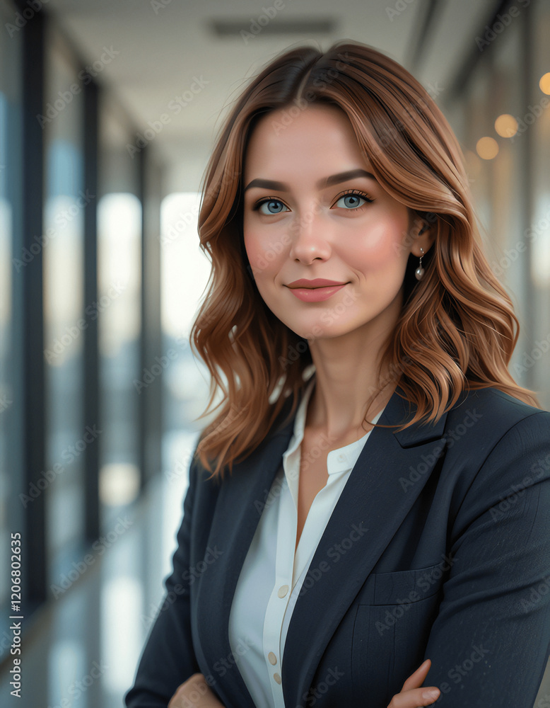 Professional Portrait of a Confident Businesswoman in a Modern Office Setting Professional Portrait of a Confident Businesswoman in a Modern Office Setting