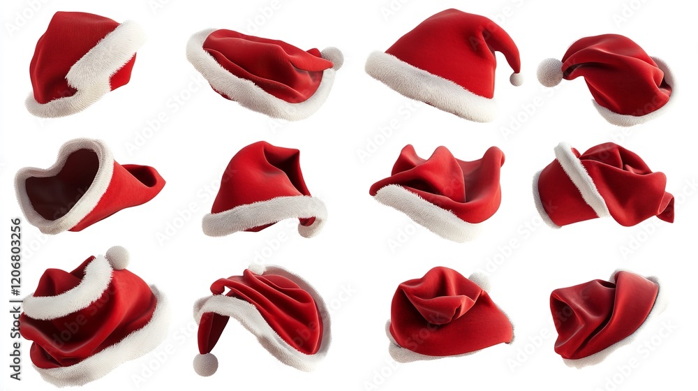 custom made wallpaper toronto digitalchristmas hats isolated on white, santa claus hats, set of christmas decorations