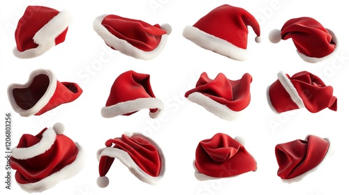 Wallpaper Mural christmas hats isolated on white, santa claus hats, set of christmas decorations Torontodigital.ca