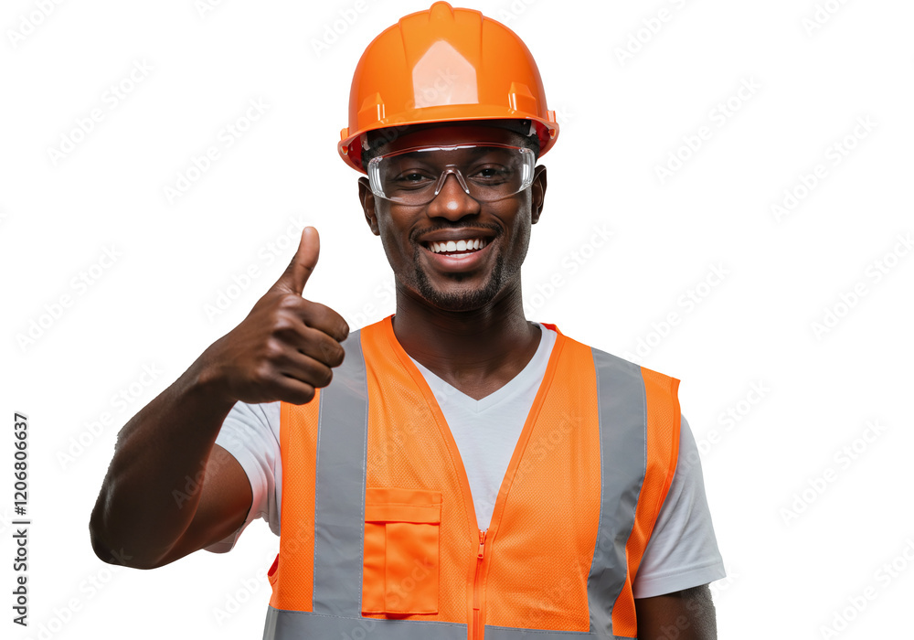 Construction worker smiling with thumbs up Construction worker smiling with thumbs up