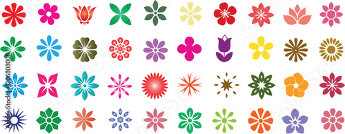 Flower shape, floral pattern, abstract flower, decorative bloom vector illustration, colorful petal, nature inspired art, digital design, symmetrical flower, ornamental blossom, vibrant floral icon