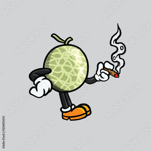 melon fruit run relax jump smoking and happy bag weed character