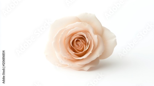 Delicate Blush Rose on Soft White Background Capturing Pure Elegance and Natural Beauty of Floral Design for Various Artistic and Commercial Uses
