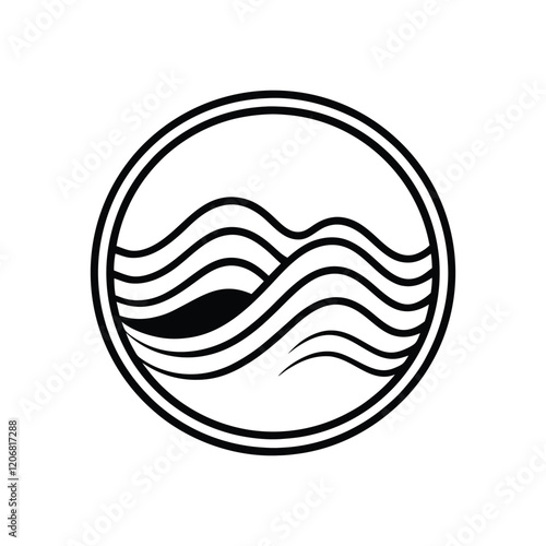 Modern and sleek water wave silhouette logo icon vector for branding digital design oceanic themes and corporate identity with smooth elegant curves and flow
 photo