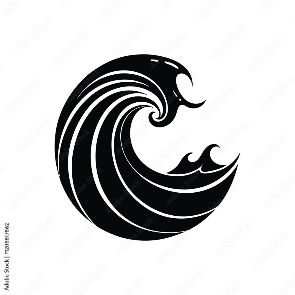 Creative Water Wave Silhouette Vector Icon for Branding Creative Water Wave Silhouette Vector Icon for Branding