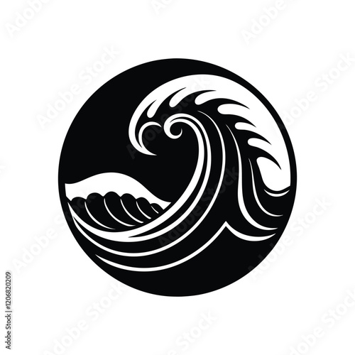 Modern Sea Wave Silhouette Vector Icon - Water Wave Logo Template for Ocean, Beach, and Surf-Themed Designs - Perfect for Branding, Websites, Apps, or Decorative Graphic Elements in Marine Projects
