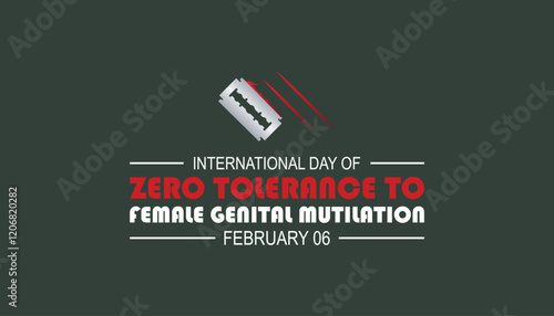 February is International Day of Zero Tolerance to Female Genital Mutilation . Vector template Design for banner, greeting card, poster, prints, social media post ,flyer , T shirt with background.