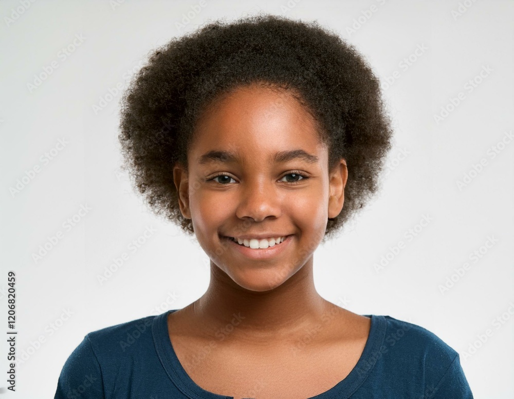 Close-Up Portrait of African Teenager with Slicked-Back Hair on White Background Close-Up Portrait of African Teenager with Slicked-Back Hair on White Background