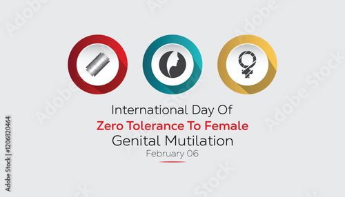 February is International Day of Zero Tolerance to Female Genital Mutilation . Vector template Design for banner, greeting card, poster, prints, social media post ,flyer , T shirt with background.
