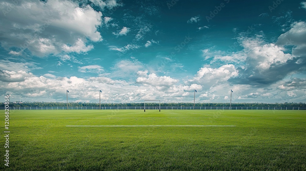 Serene Soccer Field Under a Vast Sky Serene Soccer Field Under a Vast Sky