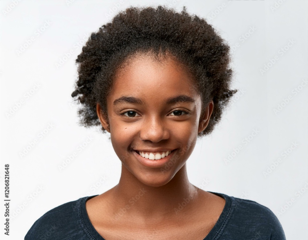 Portrait of African Teenager with Defined Defined Tight Natural Braids on White Background Portrait of African Teenager with Defined Defined Tight Natural Braids on White Background