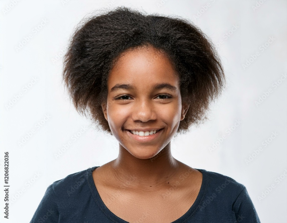 Portrait of African Teenager with Defined Defined Defined Defined Full Natural Curly Braids on White Background Portrait of African Teenager with Defined Defined Defined Defined Full Natural Curly Braids on White Background