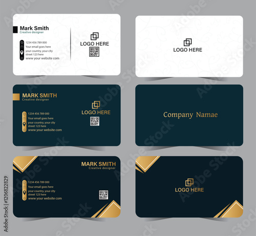 Clean simple business card template. minimalist business card set bundle template. vector template set design