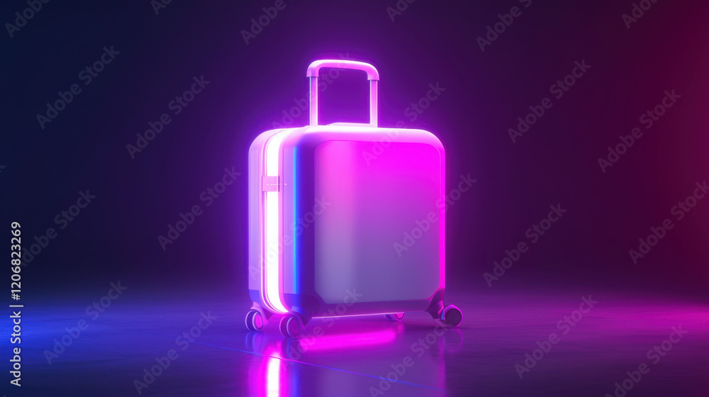 modern suitcase with neon lighting, showcasing sleek design and vibrant colors. glowing effect adds futuristic touch, perfect for travel enthusiasts modern suitcase with neon lighting, showcasing sleek design and vibrant colors. glowing effect adds futuristic touch, perfect for travel enthusiasts