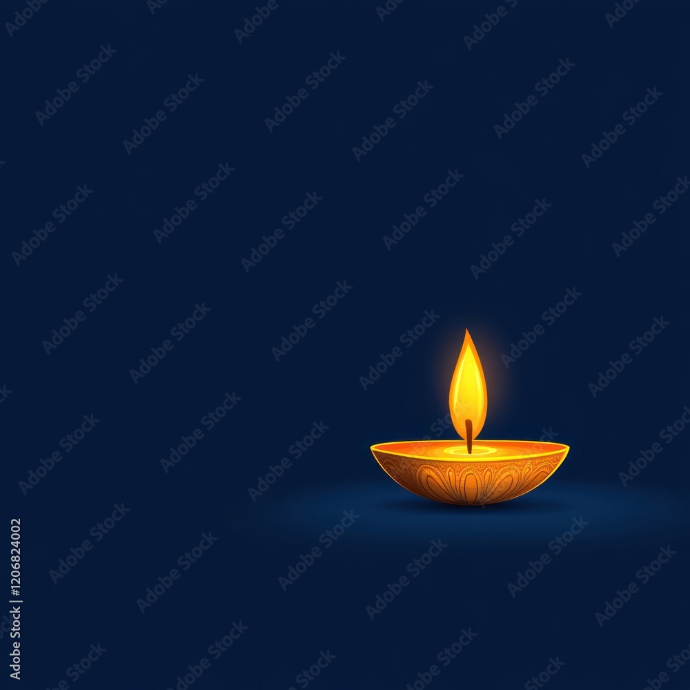 Diwali Lamps on Dark Blue: HandDrawn Vector Diwali Lamps on Dark Blue: HandDrawn Vector