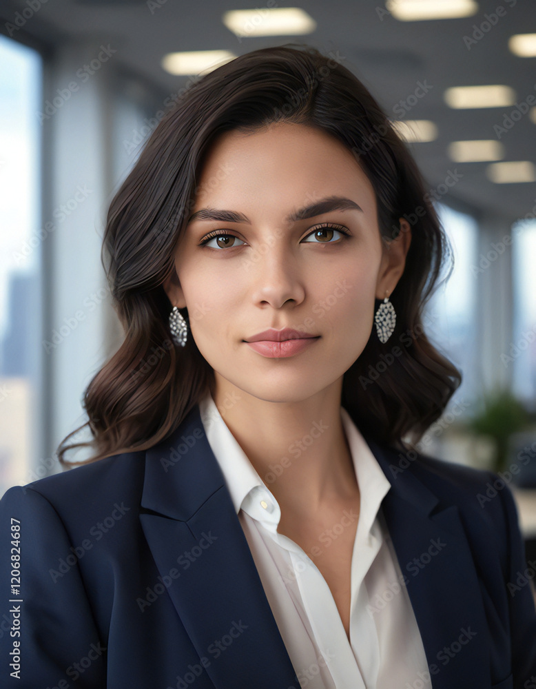 Fototapeta premium Professional Portrait of a Confident Businesswoman in a Modern Office Setting