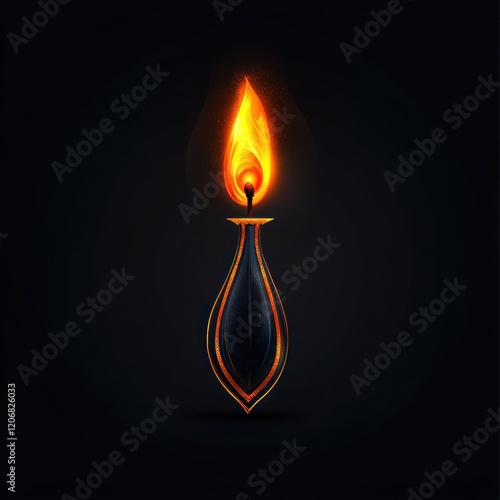 Joyful Diwali Poster with Decorative Diya Lamp Vector Art - Festive Festival of Lights Template photo