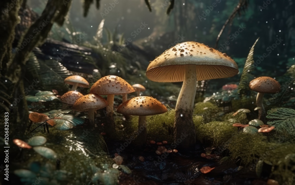Fototapeta premium Enchanted Forest Mushrooms