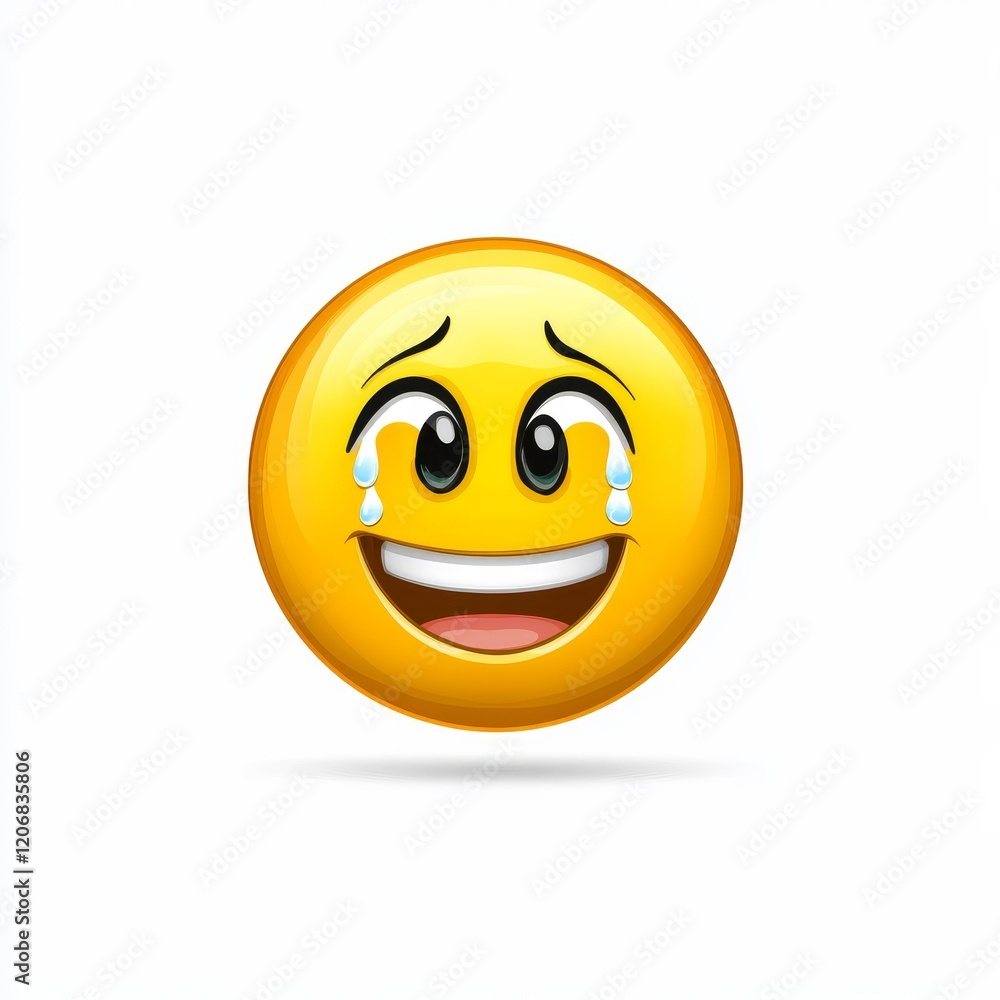 Joyful emoji with tears of happiness, conveying deep emotions and cheerful expressions, perfect for illustrating positive feelings in digital communication Joyful emoji with tears of happiness, conveying deep emotions and cheerful expressions, perfect for illustrating positive feelings in digital communication