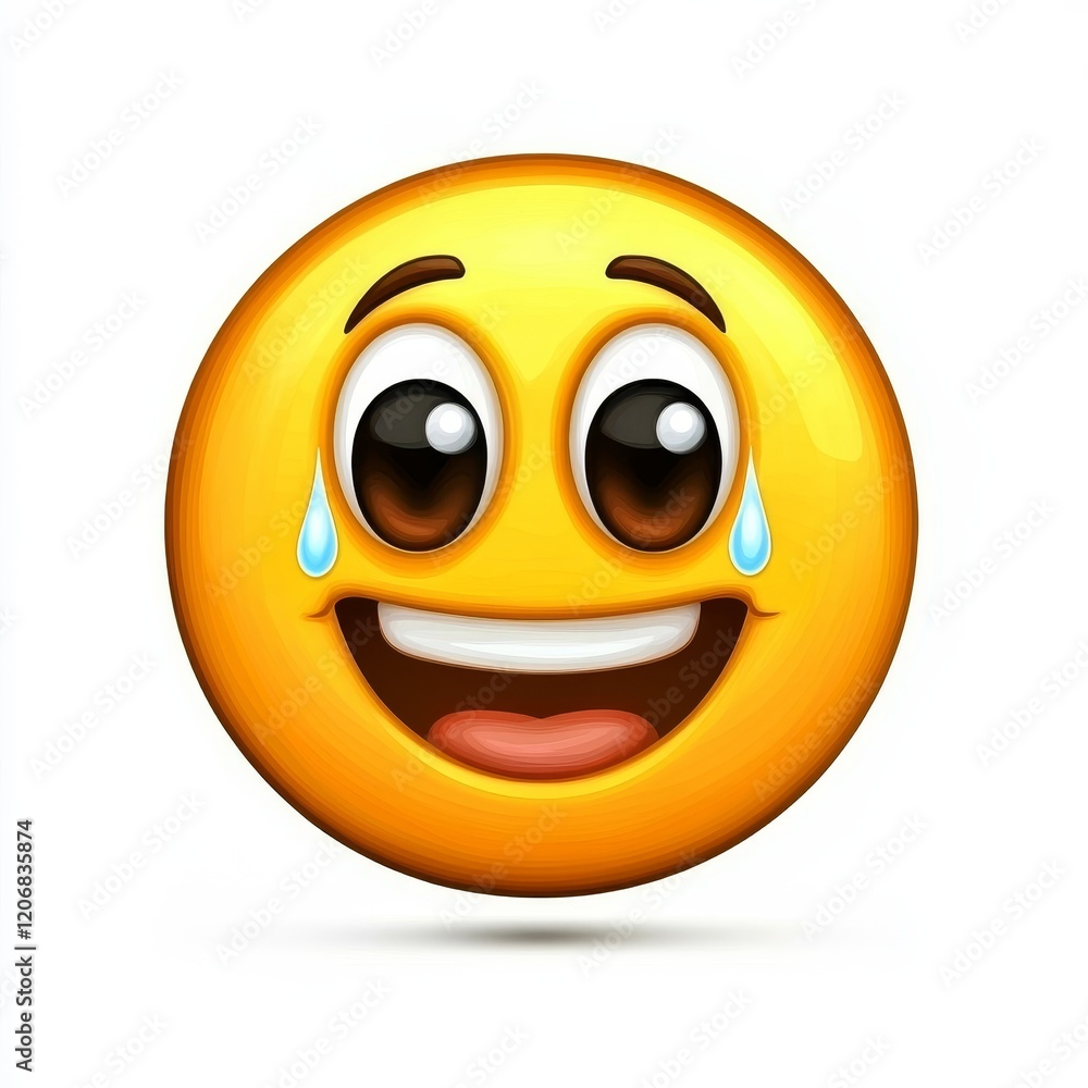 Joyful Smiley Emoji with Tears of Happiness, Radiating Pure Delight, Perfect for Expressing Joy, Fun, and Positive Emotions in Digital Communication and Social Media Joyful Smiley Emoji with Tears of Happiness, Radiating Pure Delight, Perfect for Expressing Joy, Fun, and Positive Emotions in Digital Communication and Social Media