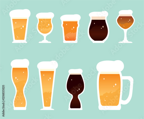様々な種類のビール 麦酒 ビールグラス