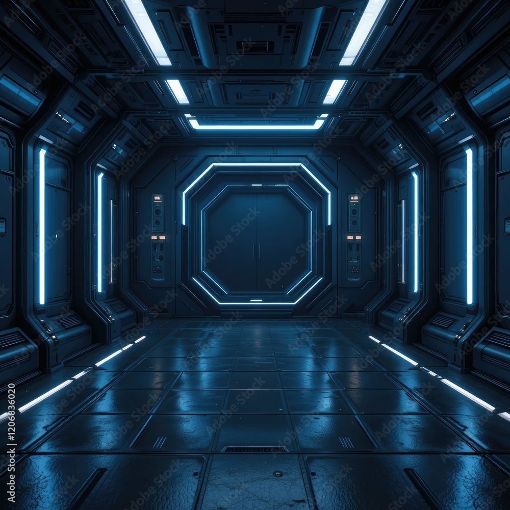Empty dark room Modern Futuristic Sci Fi Background isolated Empty dark room Modern Futuristic Sci Fi Background isolated