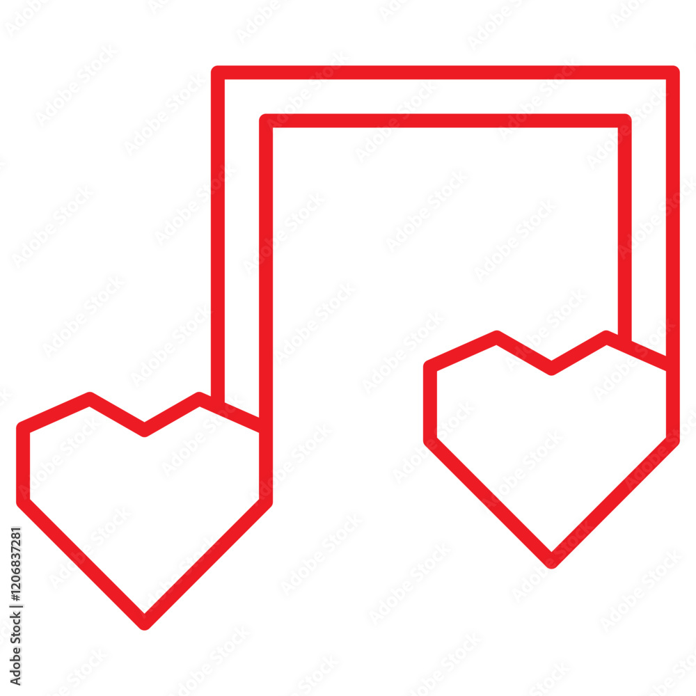valentine line icon with red coloring