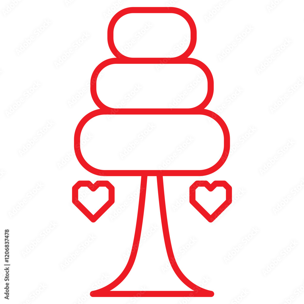 valentine line icon with red coloring valentine line icon with red coloring