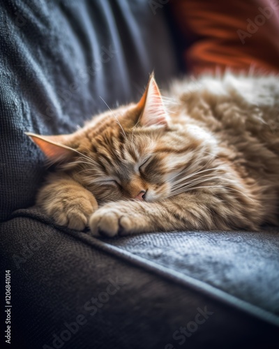 Sleeping Cat on a Couch