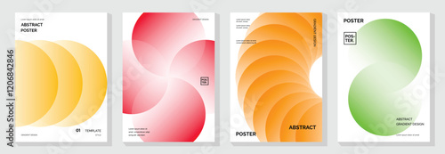 Modern gradient poster background vector set. Minimalist cover template with vibrant perspective geometric prism shapes in motion. Ideal design for social media, cover, banner, flyer.
