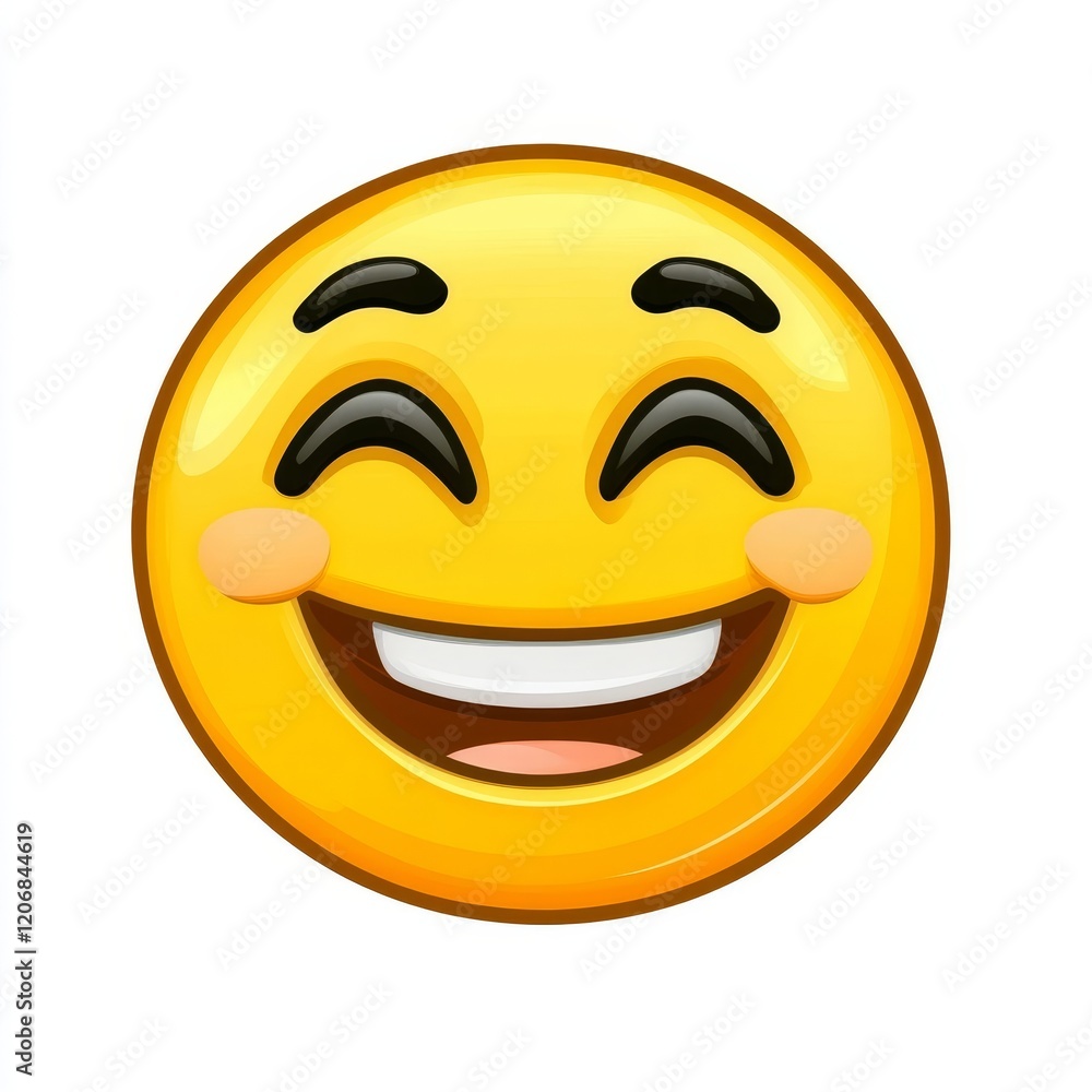 Bright and Cheerful Smiley Face Emoji with Wide Grin, Joyful Expression and Rosy Cheeks Ideal for Expressing Happiness and Positivity in Digital Communication Bright and Cheerful Smiley Face Emoji with Wide Grin, Joyful Expression and Rosy Cheeks Ideal for Expressing Happiness and Positivity in Digital Communication