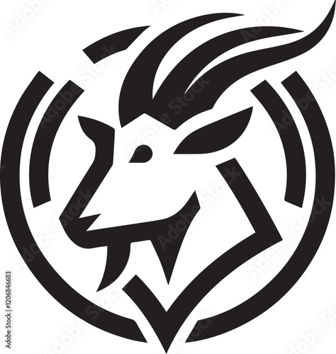 Simple goat logo on black and white background