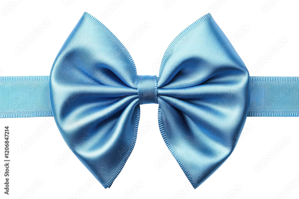 Blue satin bow tied neatly on a ribbon ready for decoration or gift presentation Blue satin bow tied neatly on a ribbon ready for decoration or gift presentation