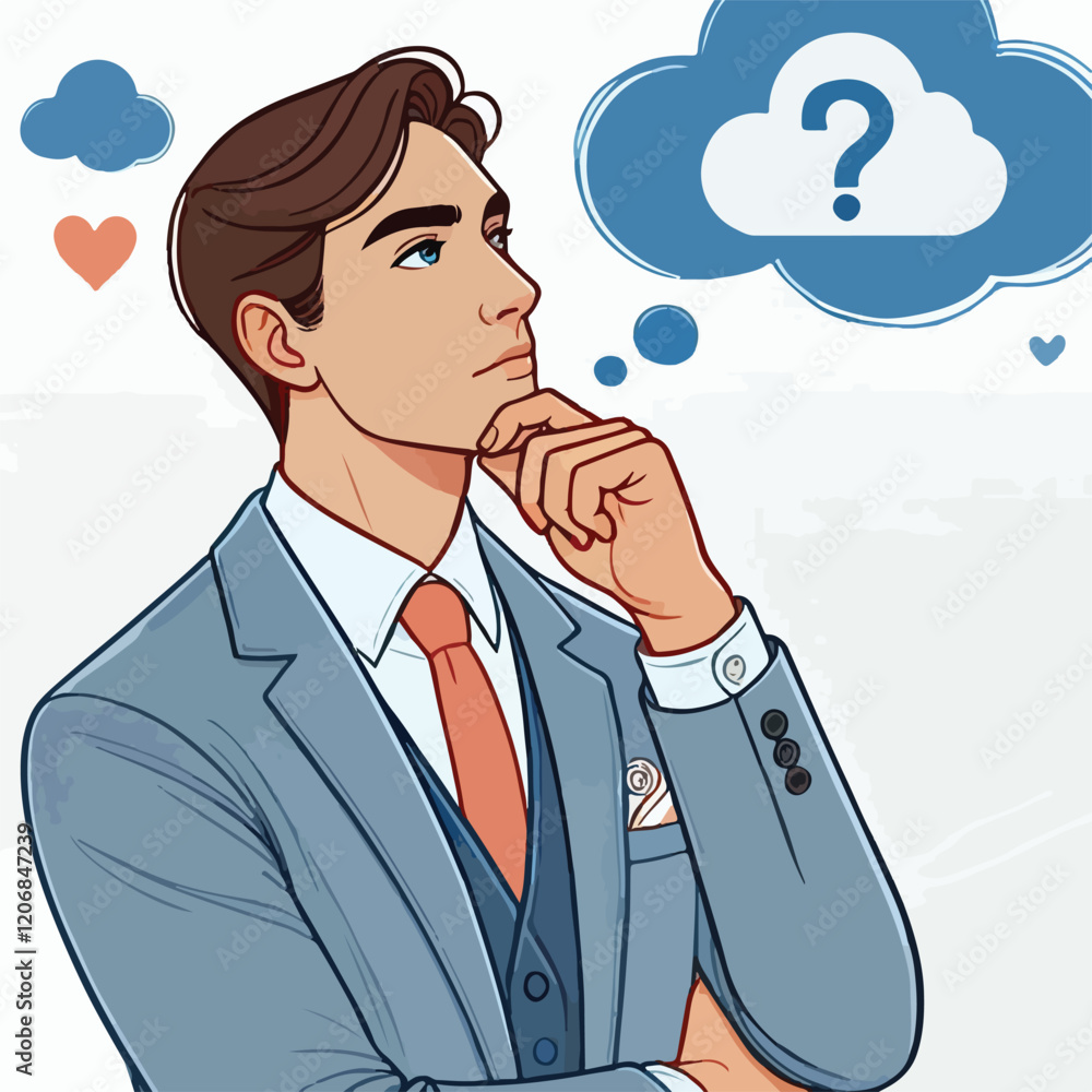 a boy is thinking vector