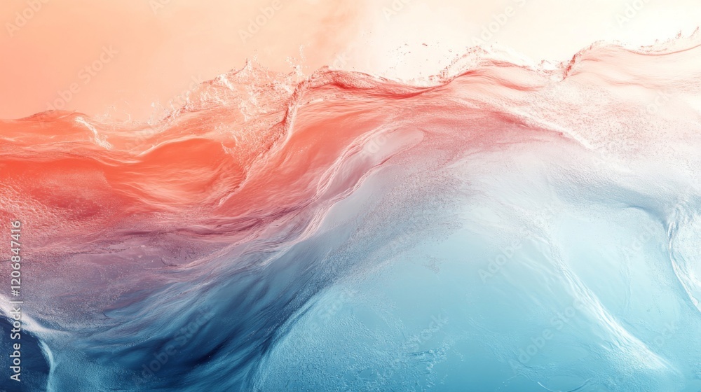 Fototapeta premium Abstract Water Waves with Red and Blue Color Gradient