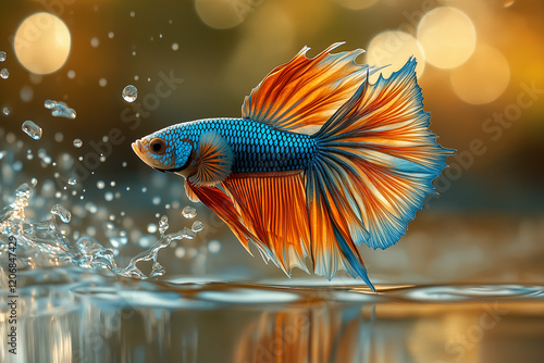 long-tailed fish gracefully swimming in crystal-clear water.