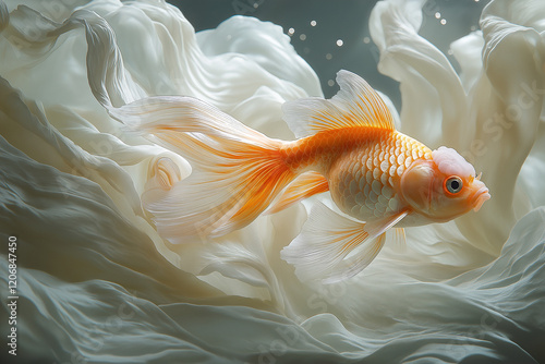 long-tailed fish gracefully swimming in crystal-clear water.