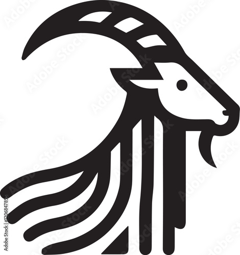 Simple goat logo on black and white background