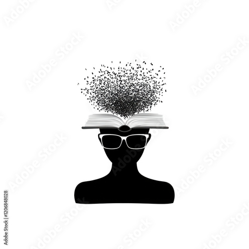 Creative mind explosion digital art conceptual illustration transparent background minimalist viewpoint photo