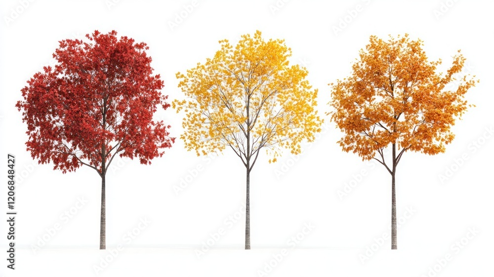 Three Trees with Different Autumn Colors Three Trees with Different Autumn Colors