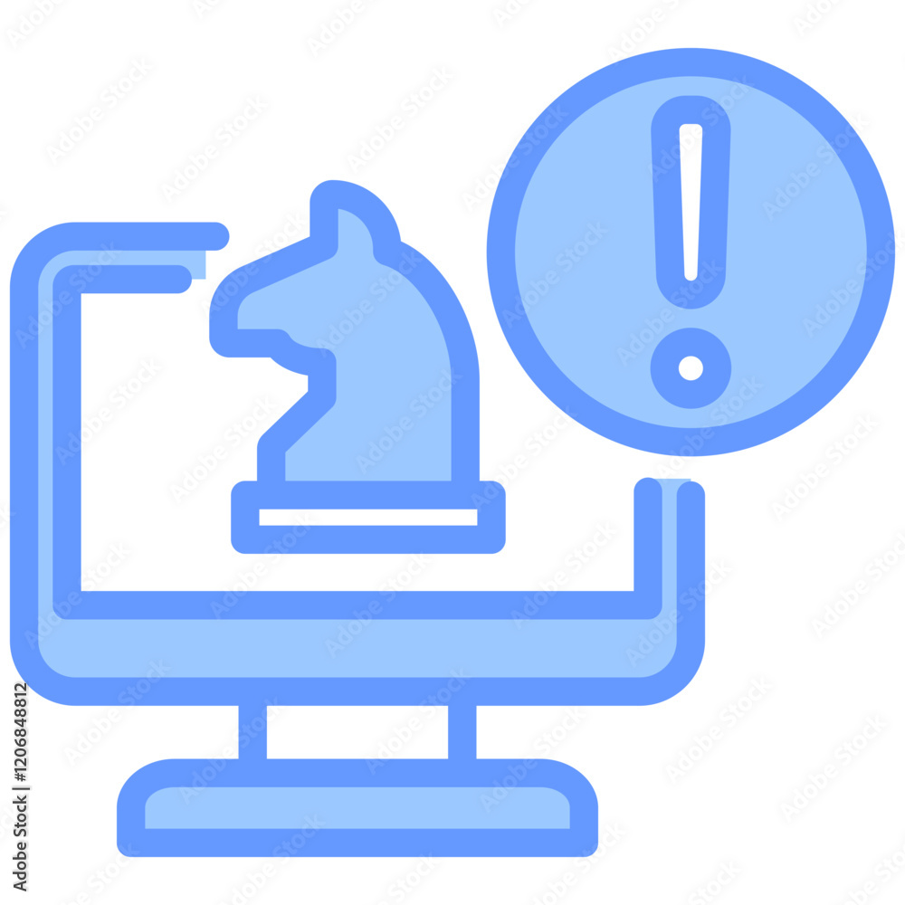 Fototapeta premium Trojan Virus Blue Icon