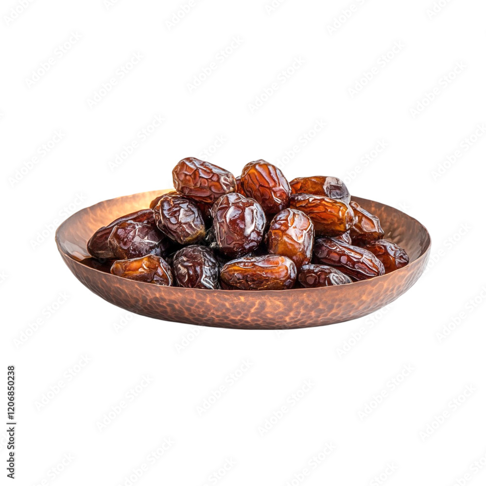 Obraz premium Sweet Dates in Copper Bowl Delicious Healthy Snack,
