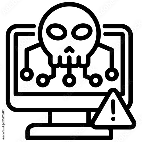 Computer Virus Infected Outline Icon