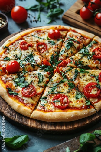 Wallpaper Mural Delicious Homemade Pizza with Tomato Basil Cheese Torontodigital.ca