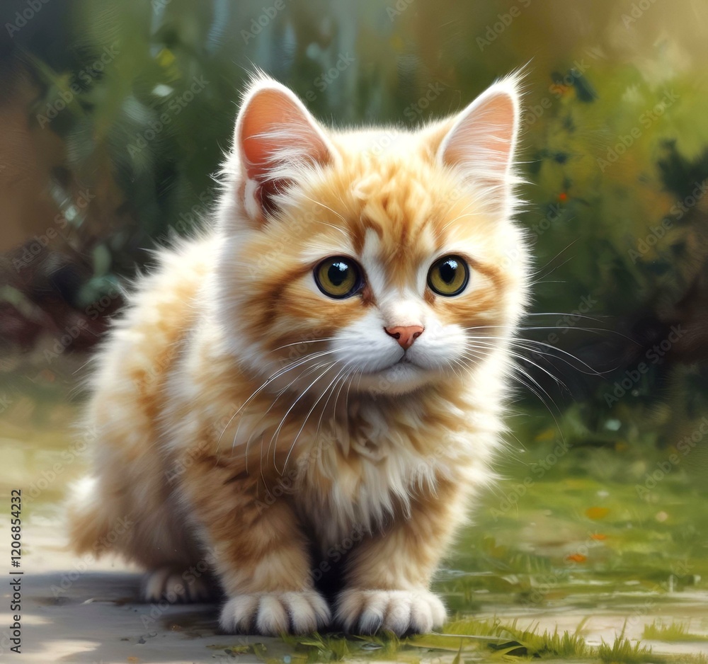 Fototapeta premium Illustration of fluffy cat.