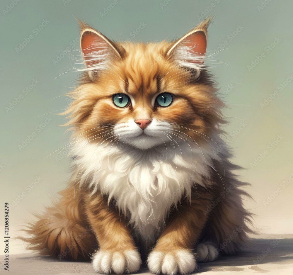 Illustration of fluffy cat. Illustration of fluffy cat.